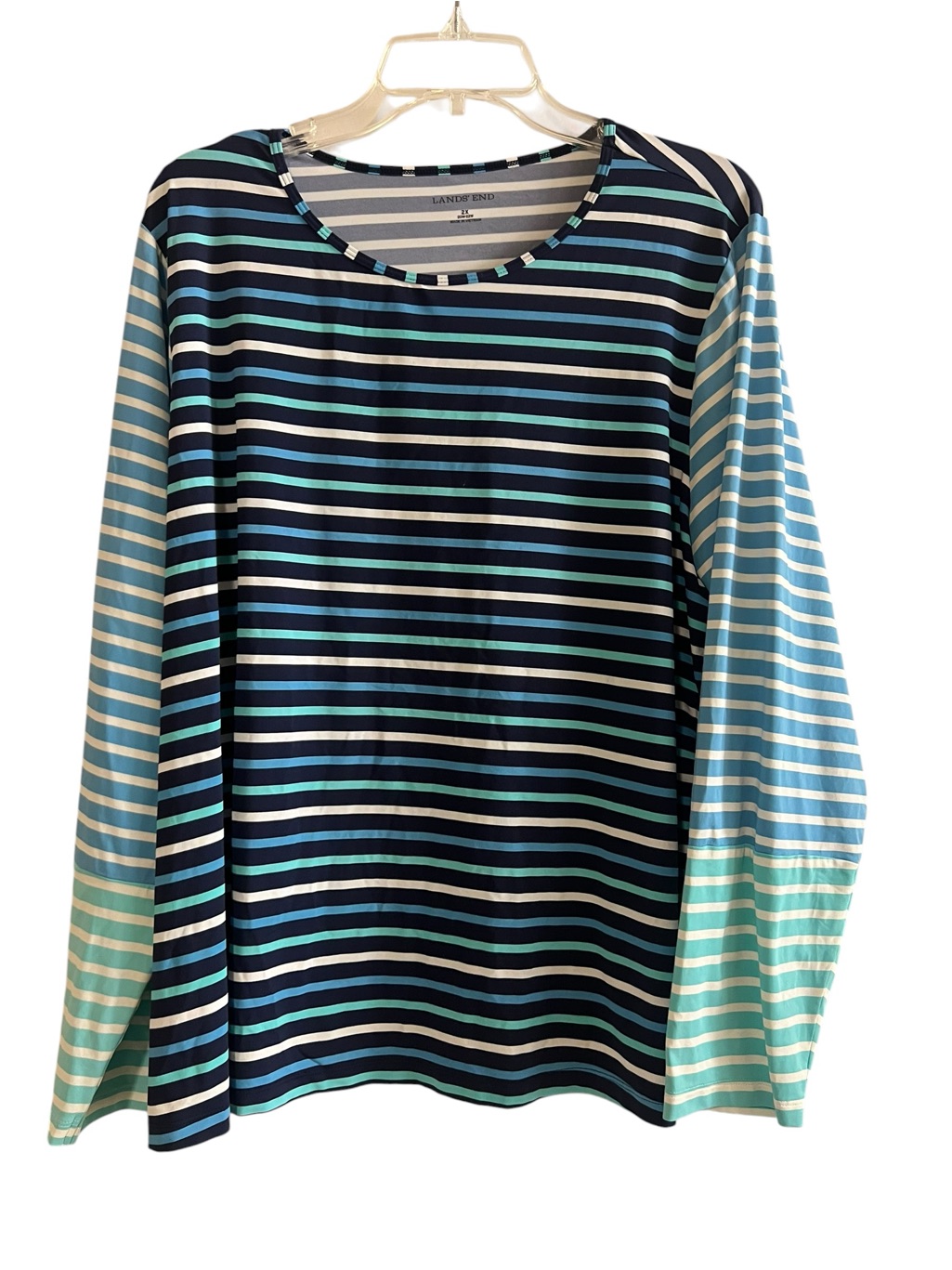 Lands' End Mixed Stripe Long Sleeve Top 2x